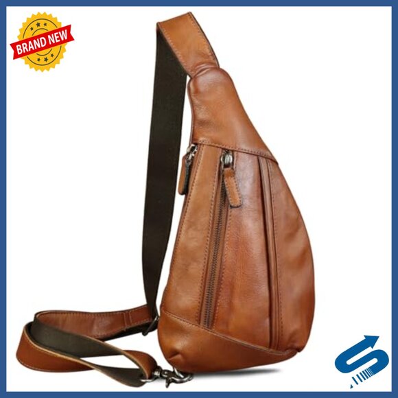 Genuine Leather Crossbody Sling Backpack for Travel Hiking main image 6